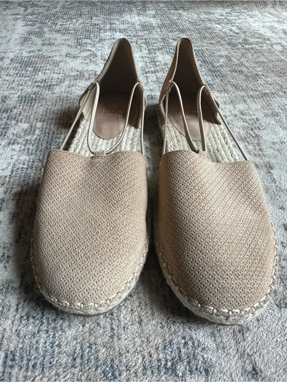 Eileen Fisher Lee Espadrille Flat Natural Beige Suede  Size 9
